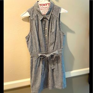 Anthropologie Striped tie waist romper